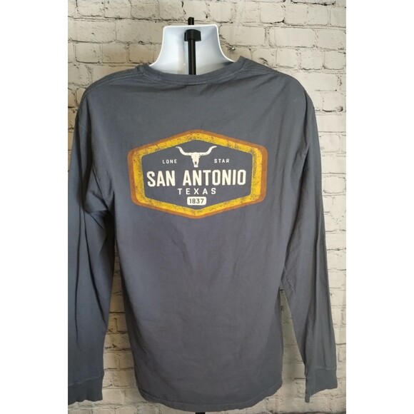 Gray Long Sleeve Comfort Wash San Antonio Texas T Shirt Large - Picture 5 of 8